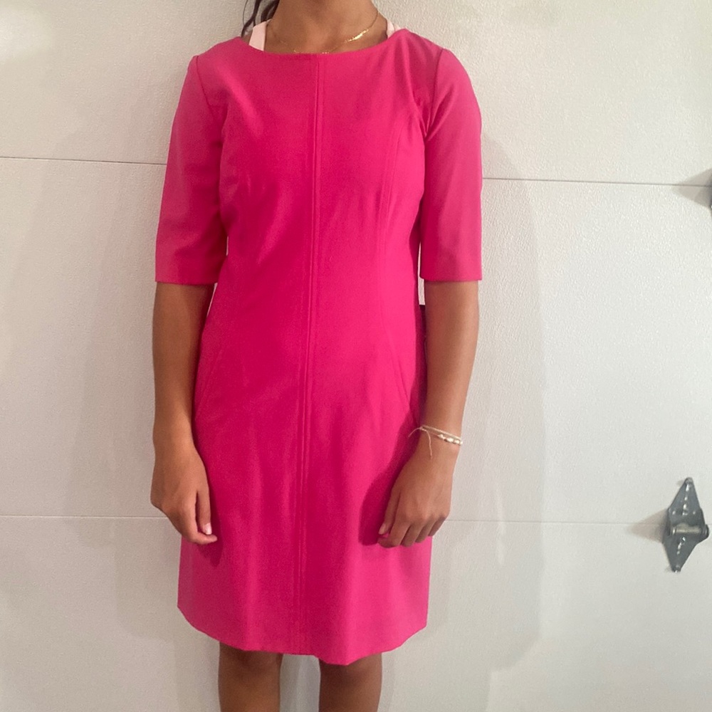 Tahari hot pink business dress